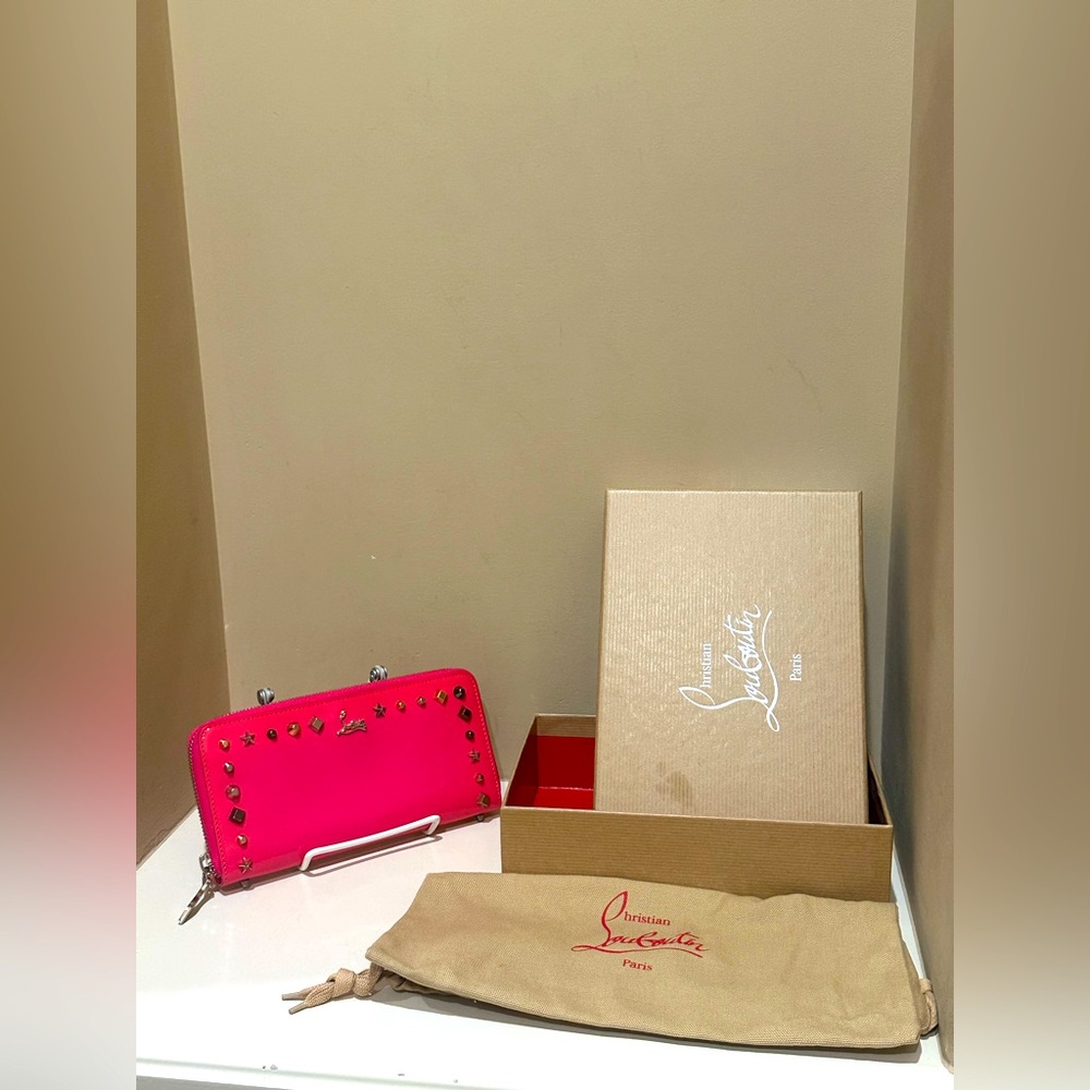 Christian Louboutin Panettone Silver Rose Gold Long Zip Wallet